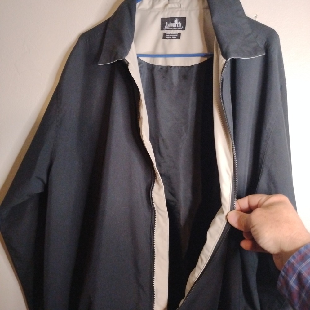 Ashworth Windbreaker Jacket Men Large Navy Blue Golf Full Zip Weather Systems - Picture 3 of 8